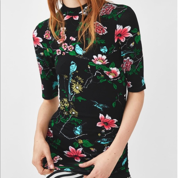 Zara Printed Shirt With Gathered Details - NWT - Picture 3 of 8